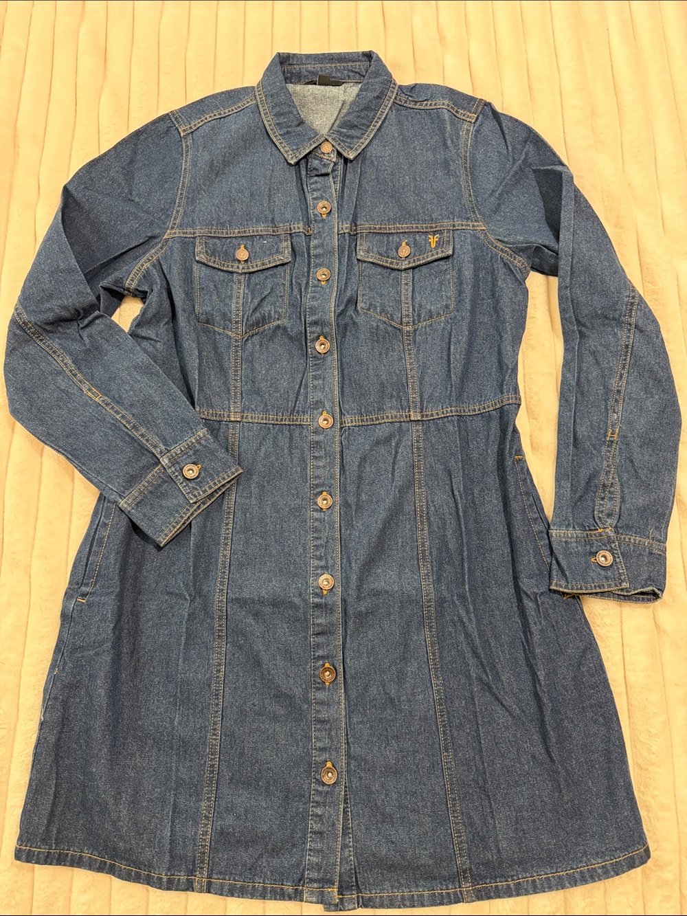 Frye Blue Denim Button-Front Jacket Dress